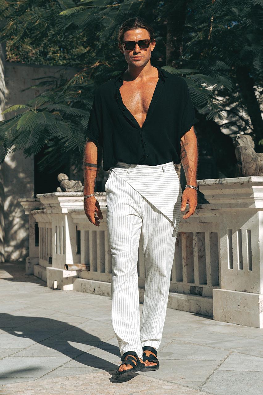 runaway the label KILIAN PANT - WHITE PINSTRIPE