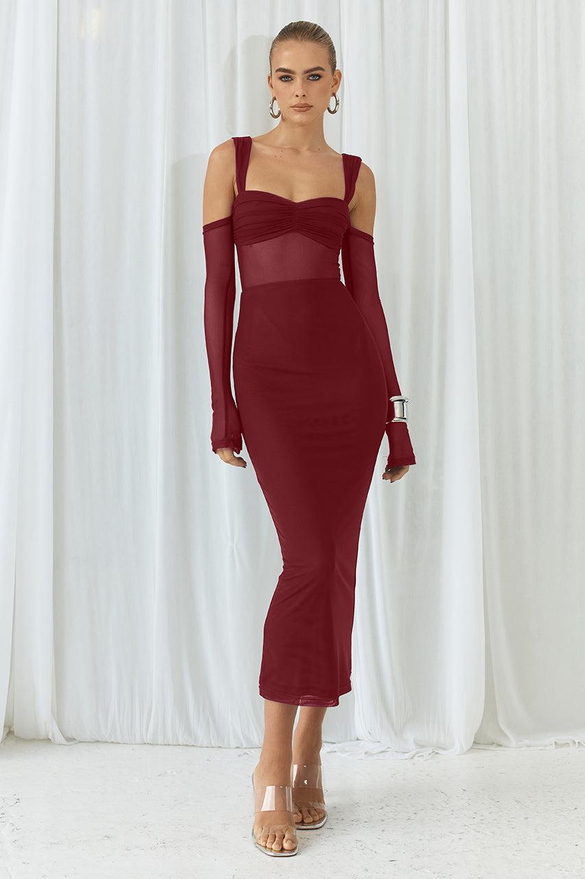 Runaway The Label LAMOURA MIDI DRESS - WINE
