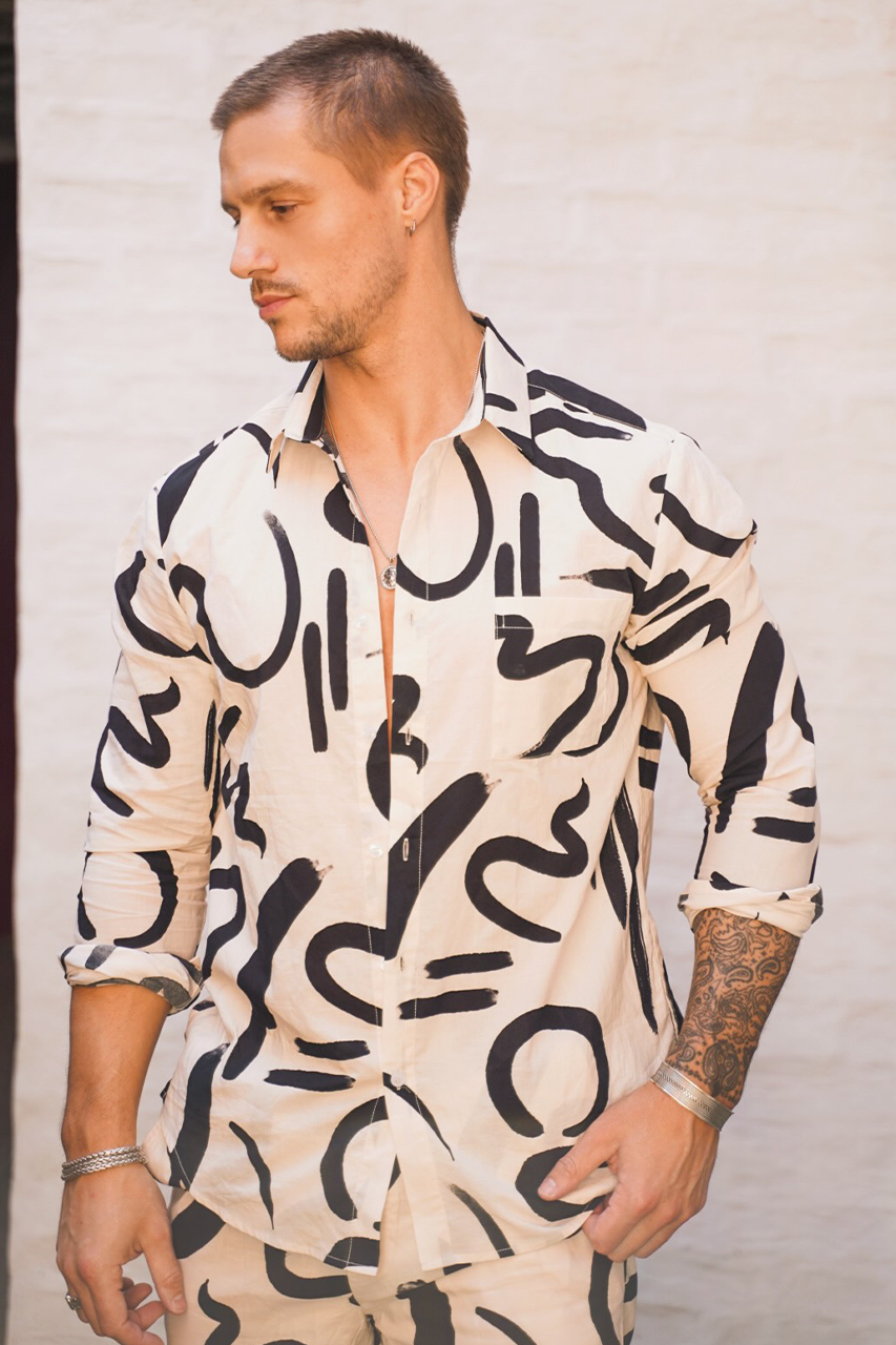 runaway the label MEN'S L/S SHIRT - YORK SAND