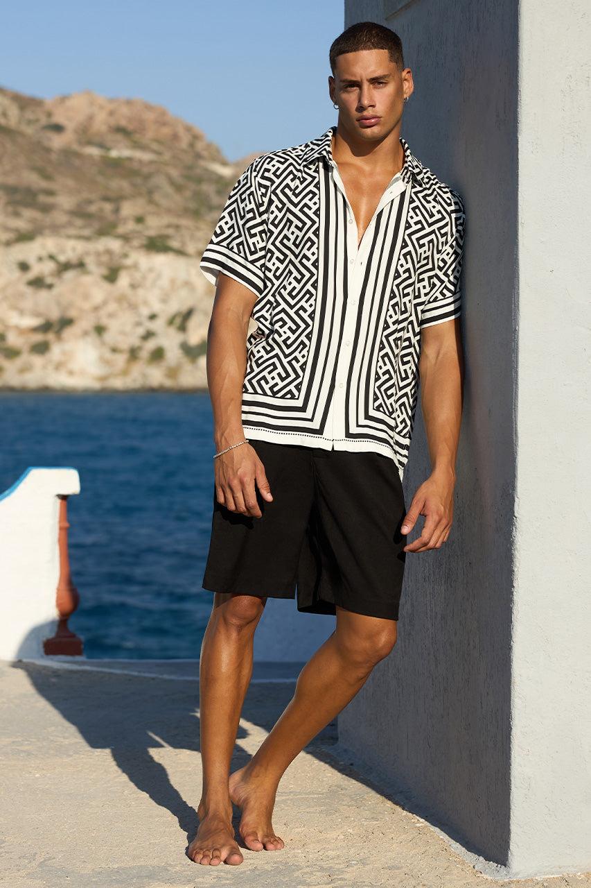 Runaway The Label MIRKO SHIRT - WHITE/BLACK