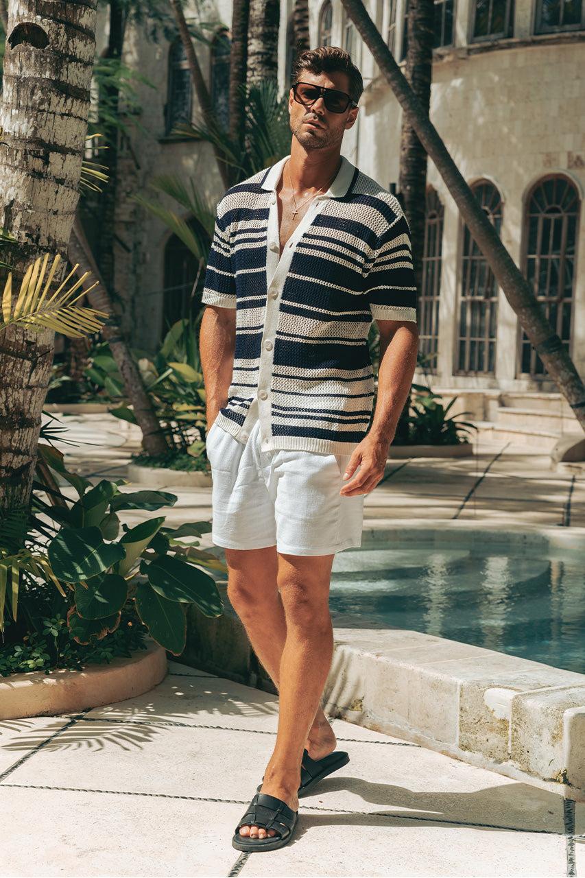 Runaway The Label MONROE TOP - WHITE/NAVY STRIPE