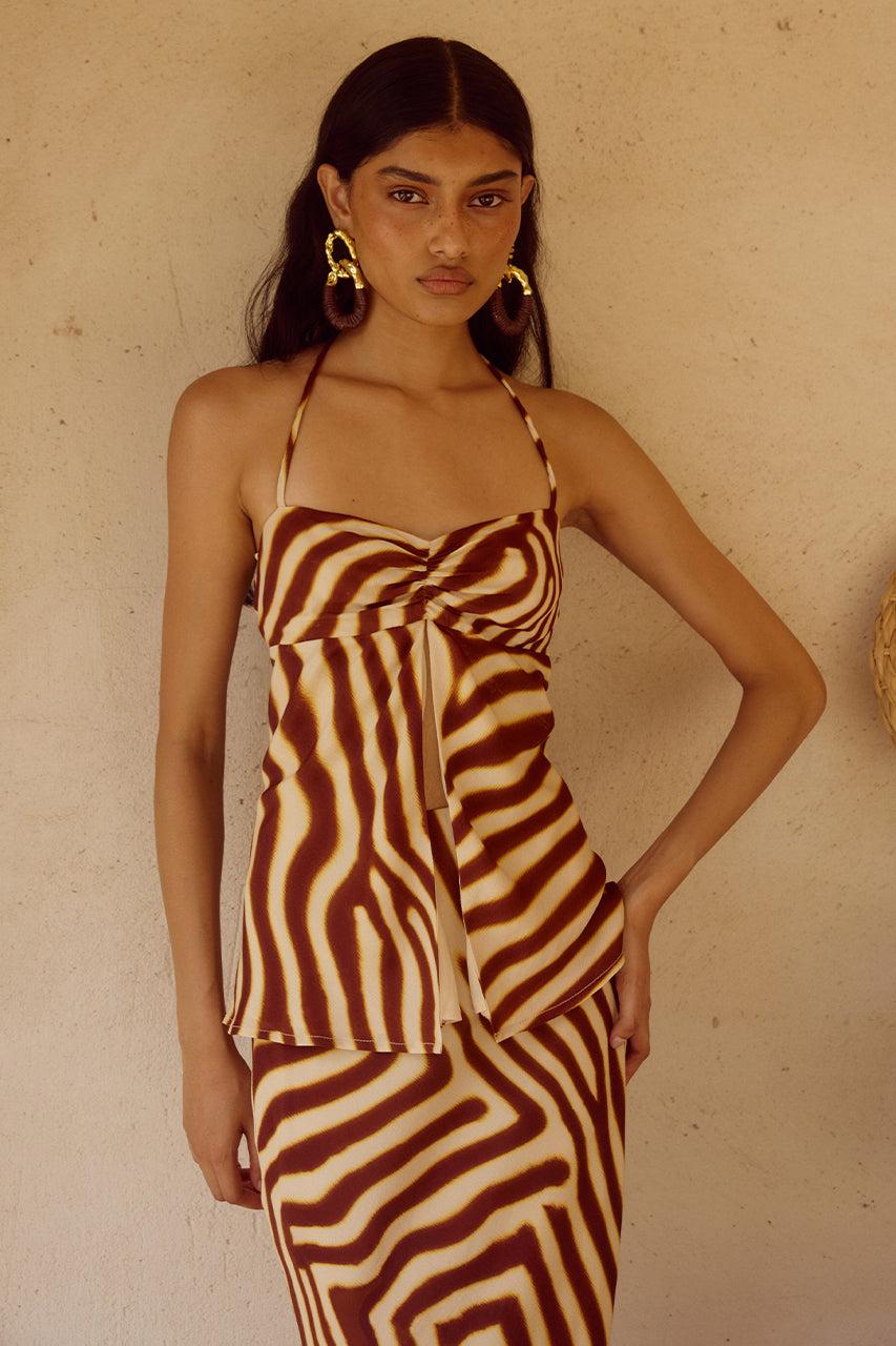 Runaway The Label MONTIE HALTER TOP - MONTIE CHOC