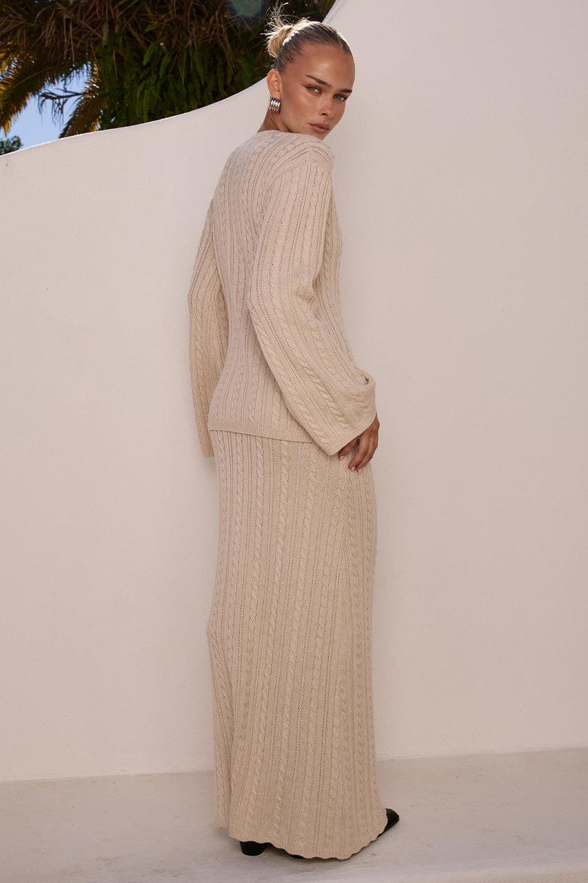Runaway The Label OPHELIA KNIT MAXI SKIRT - CREAM