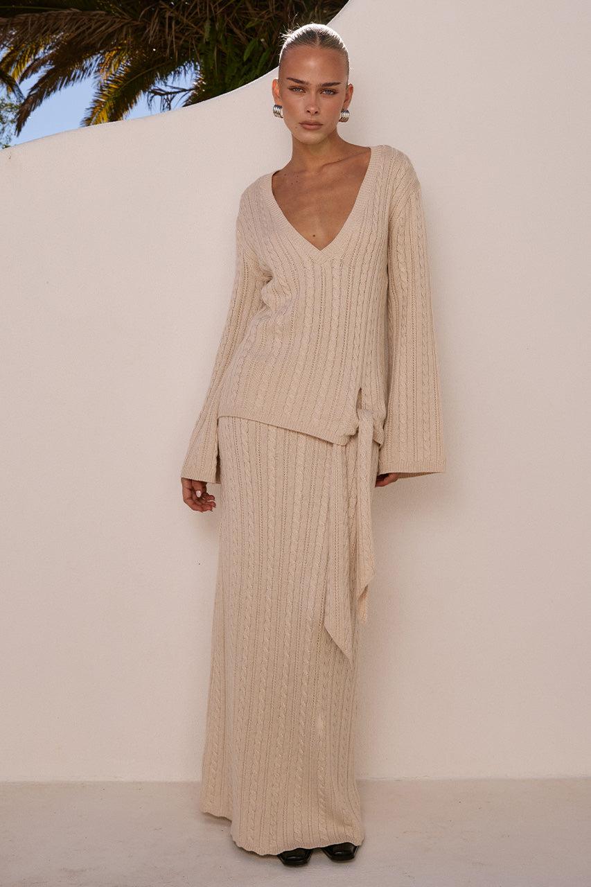 runaway the label OPHELIA KNIT MAXI SKIRT - CREAM
