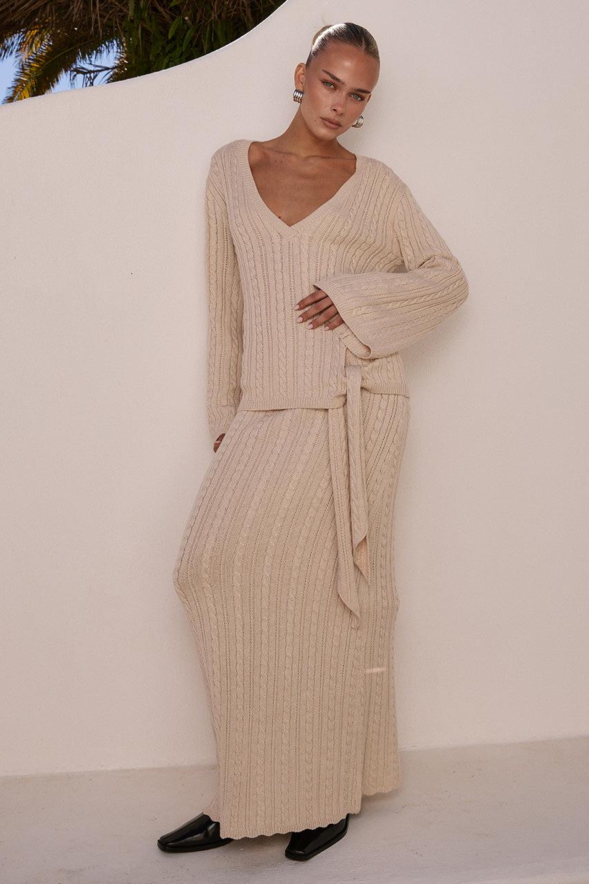 Runaway The Label OPHELIA SLEEVED KNIT TOP - CREAM