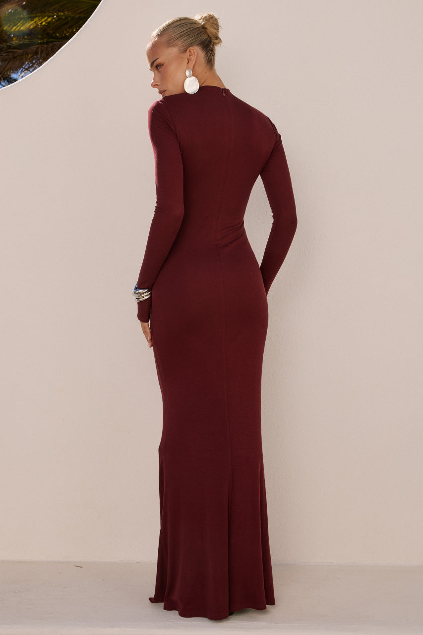 Runaway The Label PETRA SLEEVED MAXI DRESS - WINE