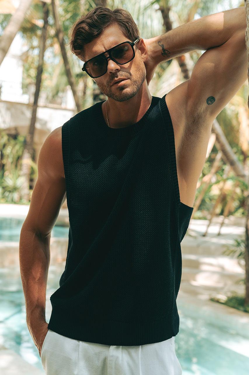 runaway the label REECE KNIT TANK - BLACK