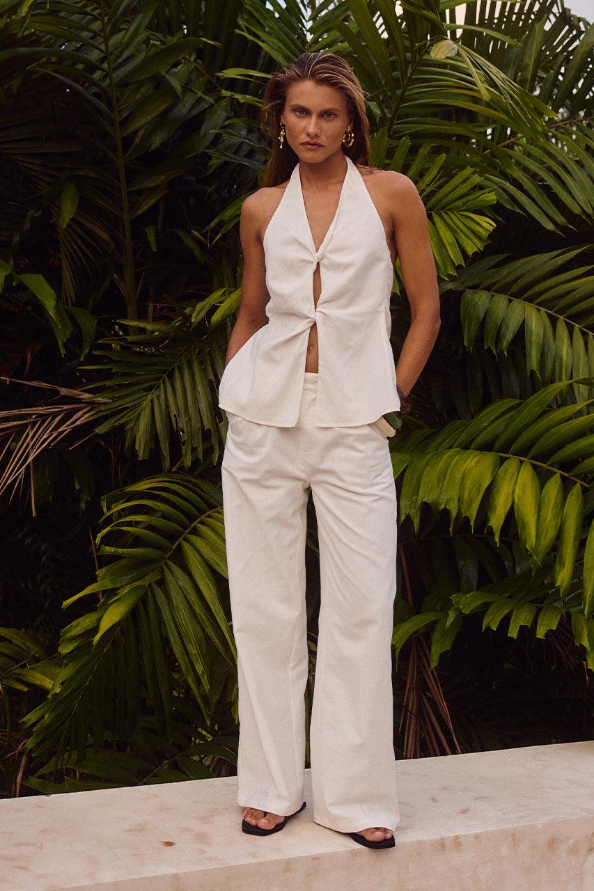 runaway the label ROBYN TAILORED PANT - WHITE