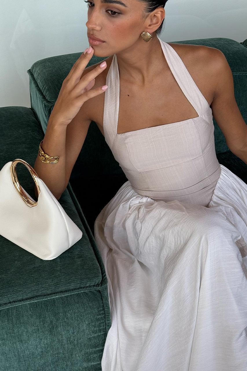 Runaway The Label SAMMI MIDI DRESS - SAND/WHITE