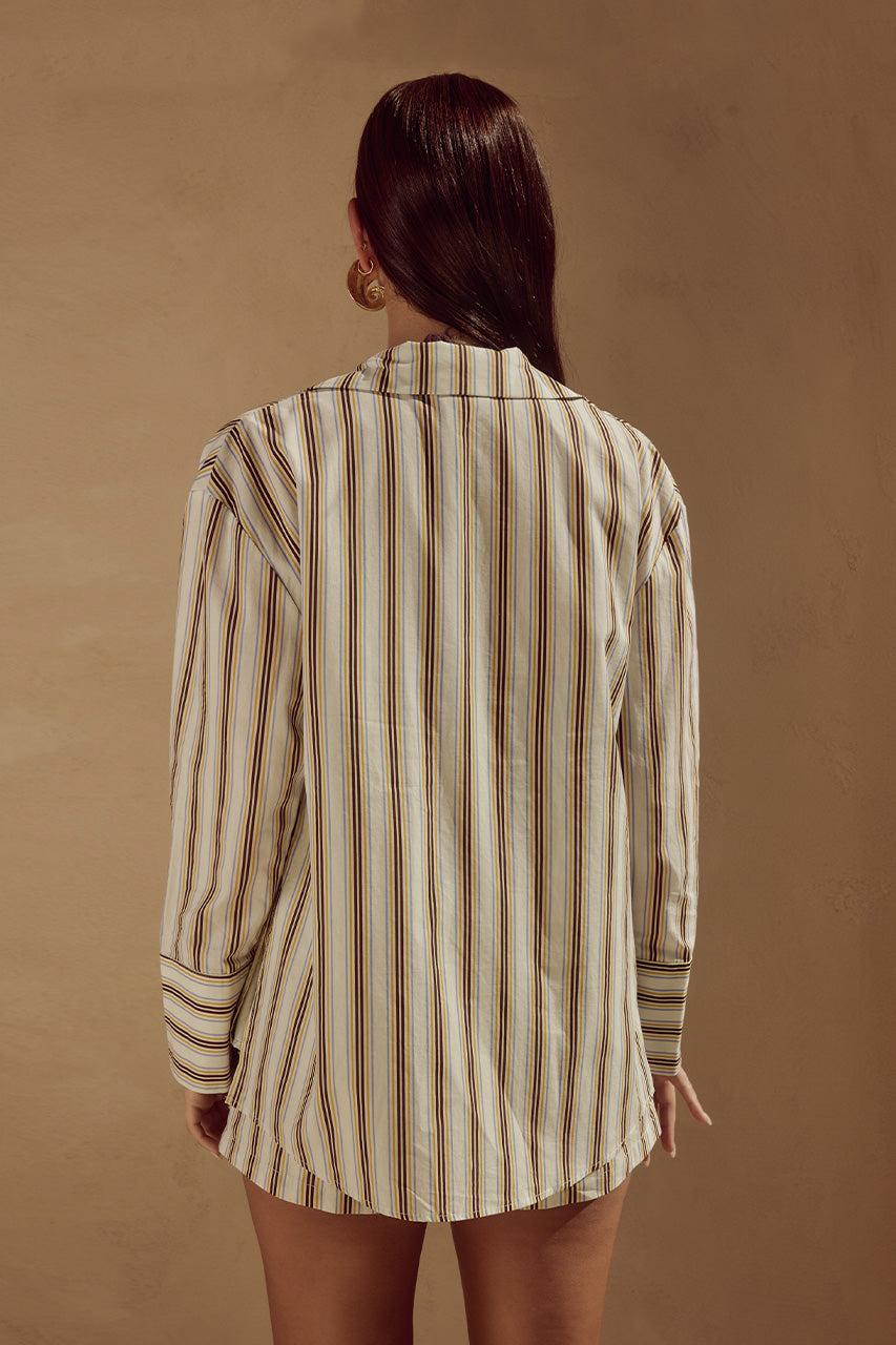 Runaway The Label SUNMOR SHIRT - VORY STRIPE