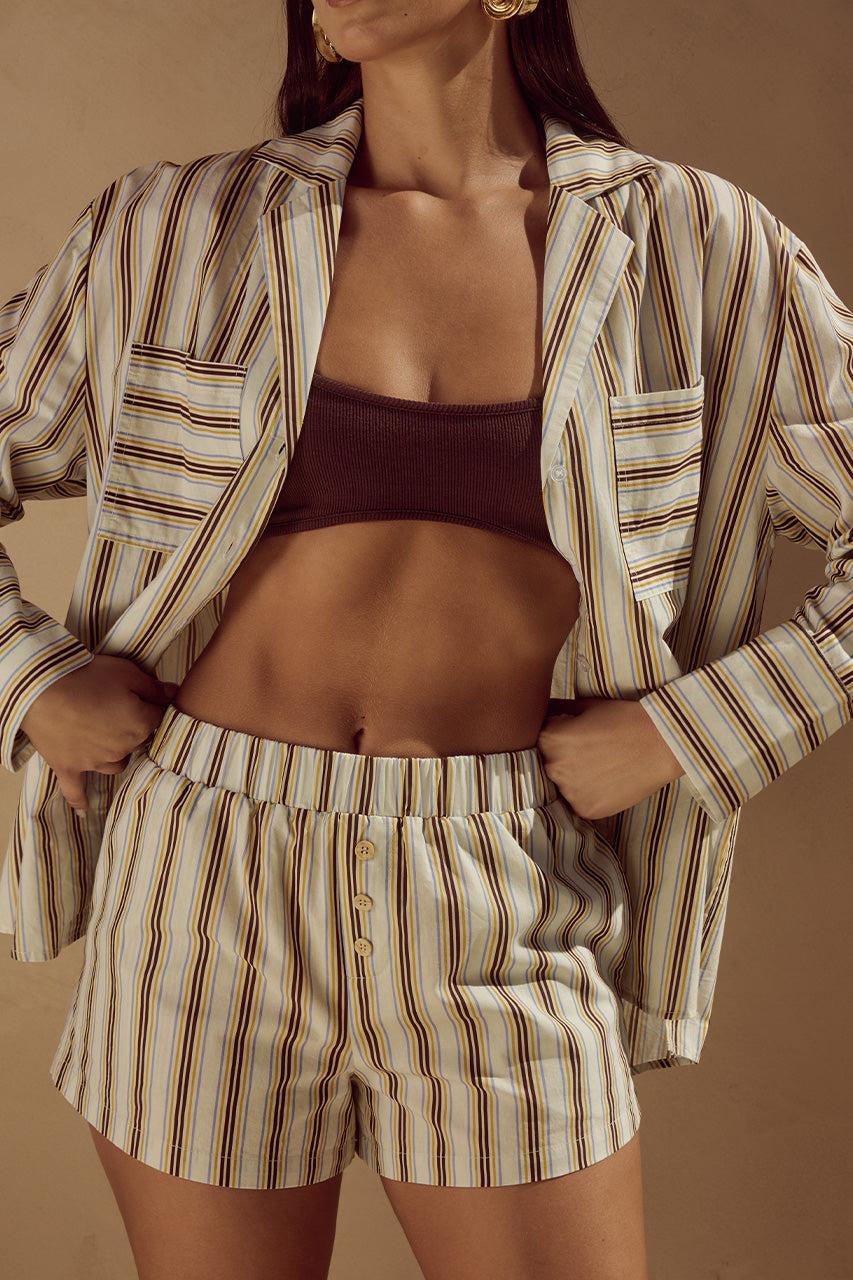 Runaway The Label SUNMOR SHORT - VORY STRIPE