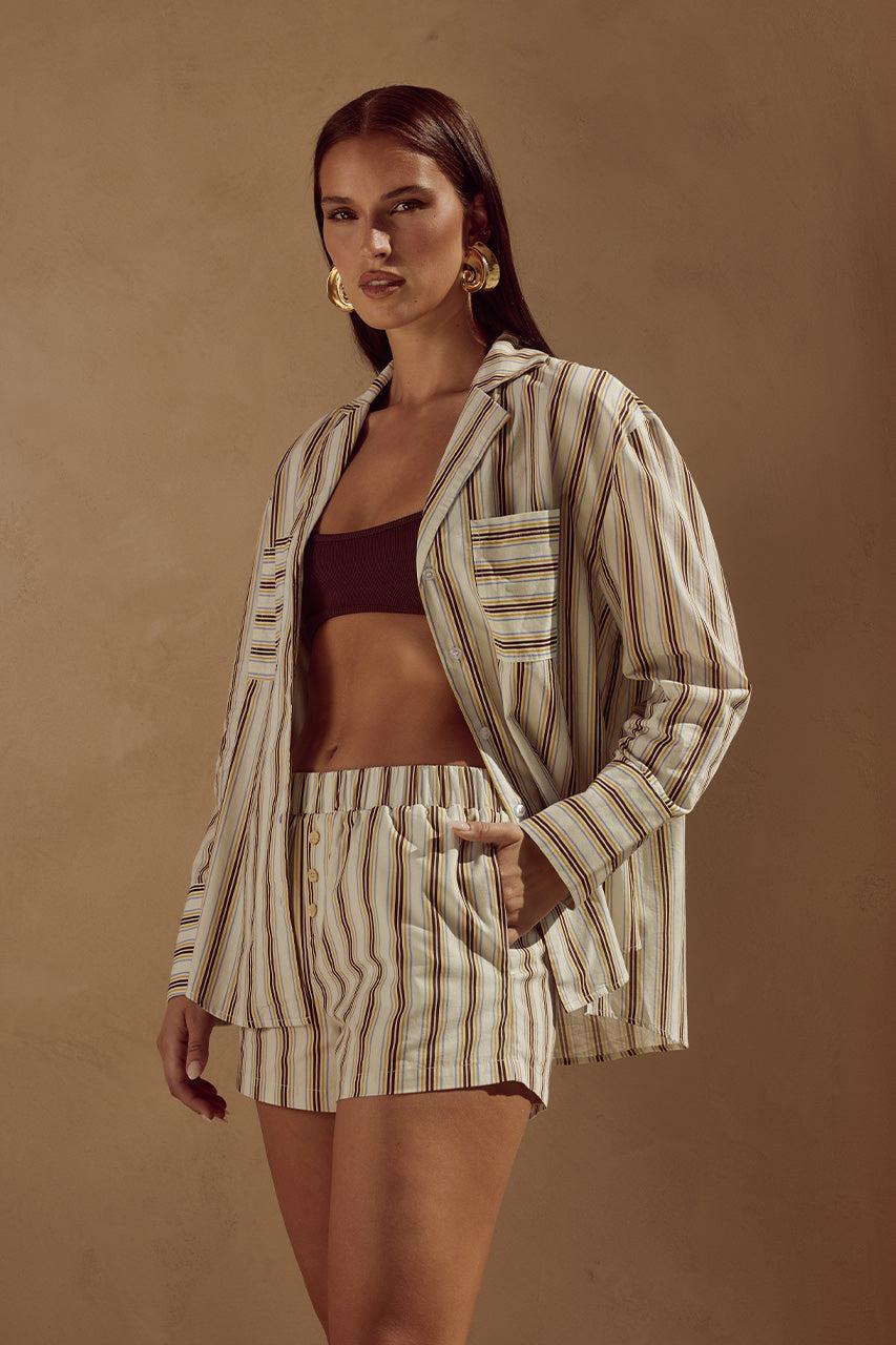 runaway the label SUNMOR SHORT - VORY STRIPE