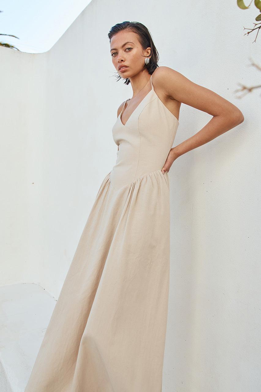 Runaway The Label WINSLET MIDI DRESS - SAND