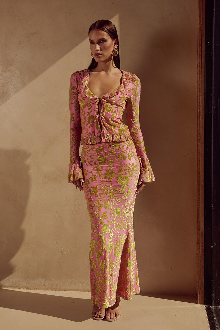 runaway the label ZAIDA MAXI SKIRT - PINK