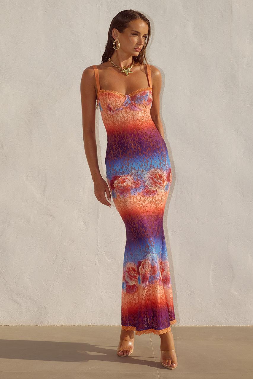 runaway the label SERINA LACE MAXI DRESS - NADIA PINK OMBRE