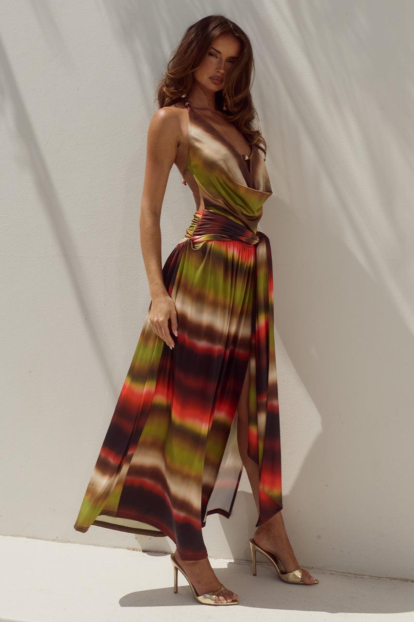 Runaway The Label SIMONA LOW PLUNGE COWL MAXI DRESS - ANABELL RED