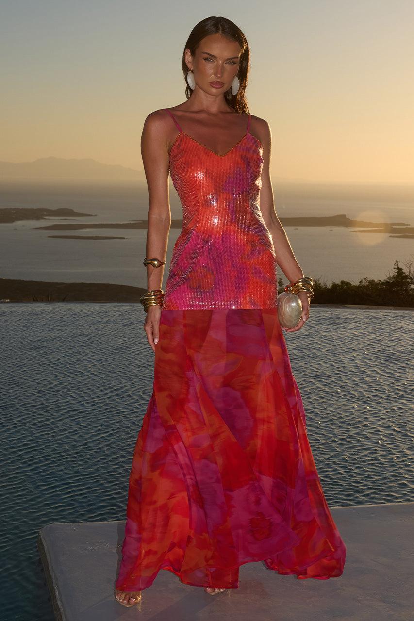 runaway the label TULIA LOW BACK MAXI DRESS - SURI ORANGE