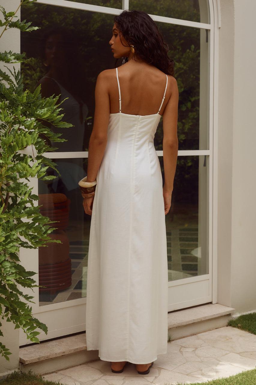Runaway The Label UNITY LOW PLUNGE MAXI DRESS - WHITE