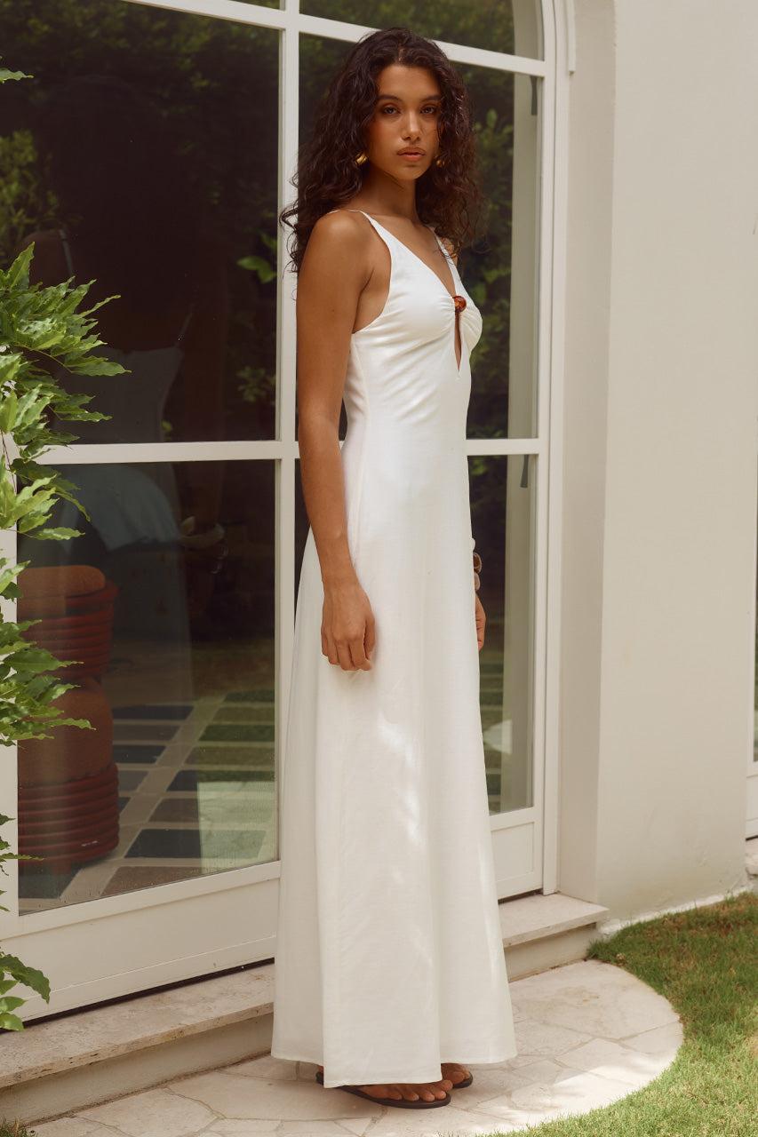 Runaway The Label UNITY LOW PLUNGE MAXI DRESS - WHITE