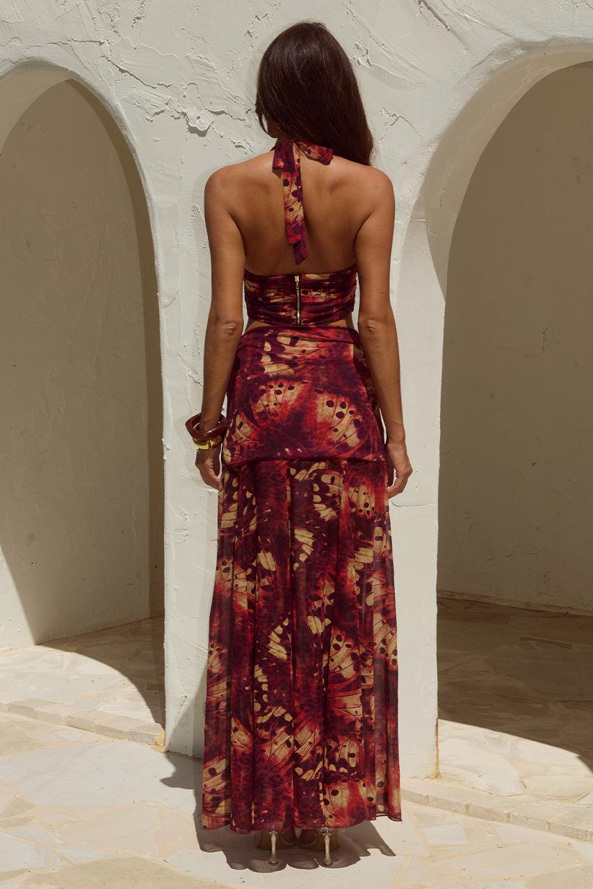 Runaway The Label VALLETTA HANDKERCHIEF MAXI SKIRT - ELIANA RED