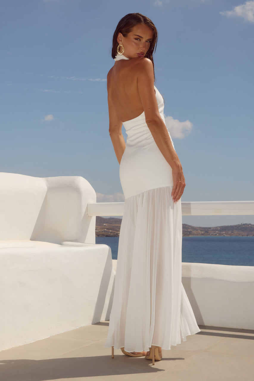 Runaway The Label YAZMIN HALTER MAXI DRESS - OFF WHITE