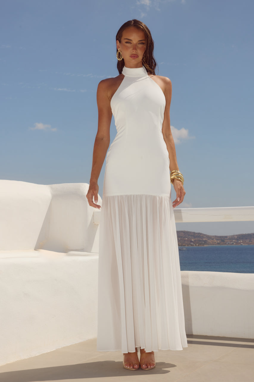runaway the label YAZMIN HALTER MAXI DRESS - OFF WHITE