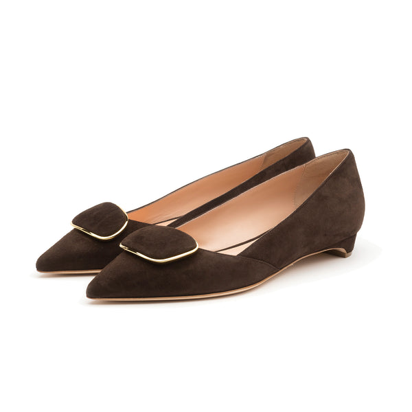 Rupert Sanderson Aga Double Pebble Fondente Suede 20mm Heels