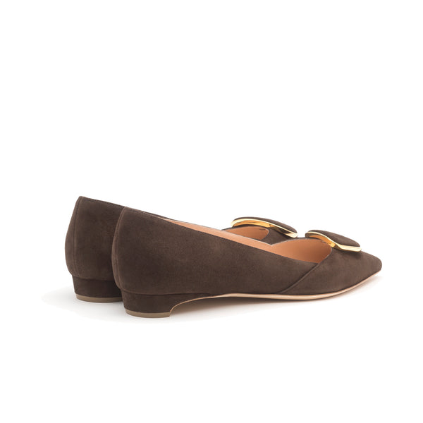 Rupert Sanderson Aga Double Pebble Fondente Suede 20mm Heels