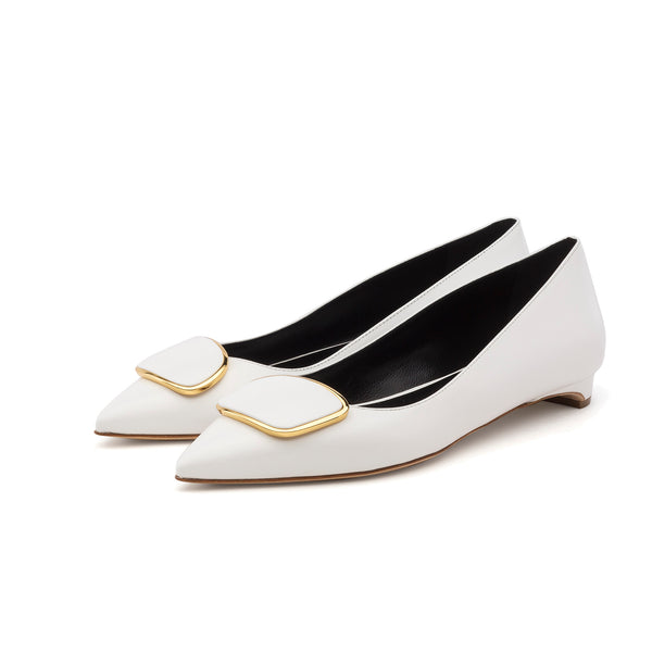 Rupert Sanderson Bedfa Double Pebble White Calf 5mm Heels