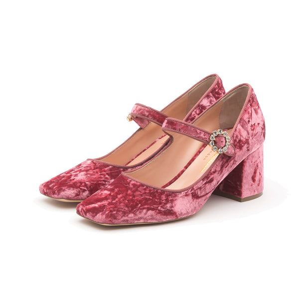 Rupert Sanderson Carmen Begonia Velvet Crystal Buckle 60mm