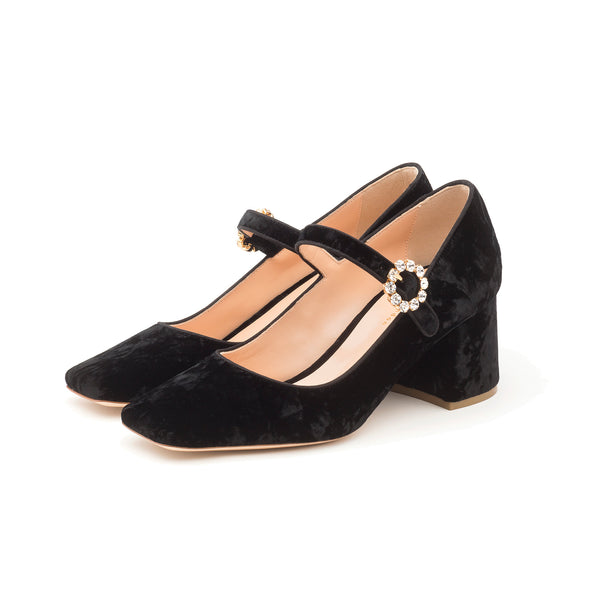 Rupert Sanderson Carmen Black Velvet Crystal Buckle 60mm