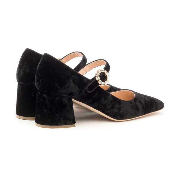 Rupert Sanderson Carmen Black Velvet Crystal Buckle 60mm
