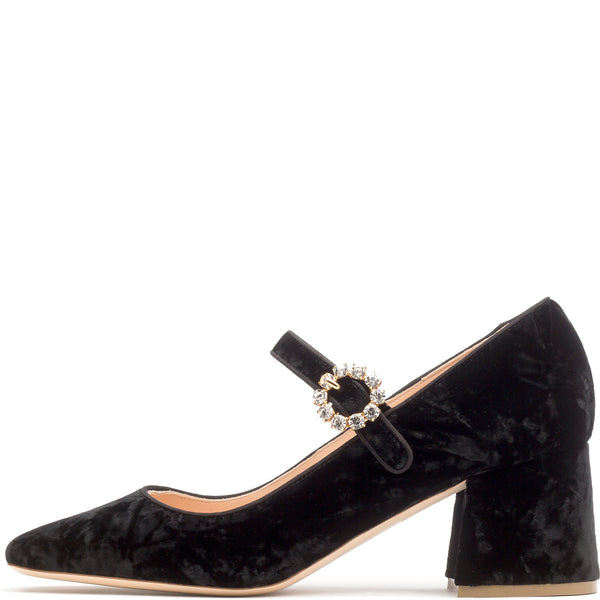 rupert sanderson Carmen Black Velvet Crystal Buckle 60mm