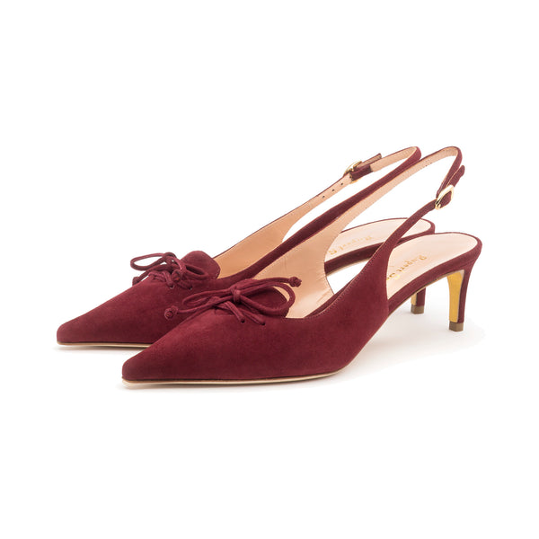 Rupert Sanderson Gratia Merlot Suede 55mm Mid Heels