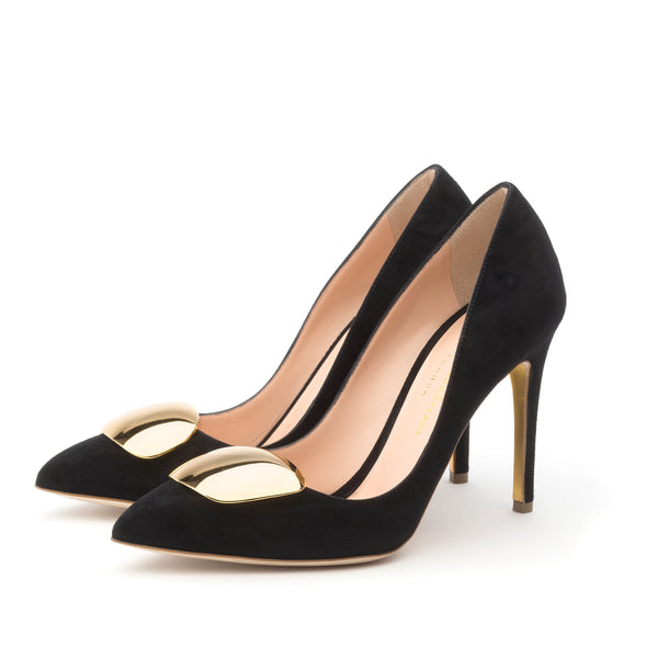 Rupert Sanderson Malory Cromato Black Suede 100mm High Heel Pumps