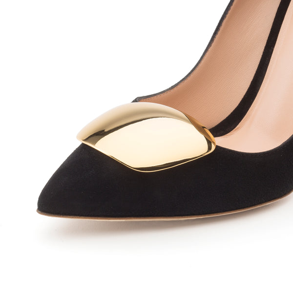 Rupert Sanderson Malory Cromato Black Suede 100mm High Heel Pumps