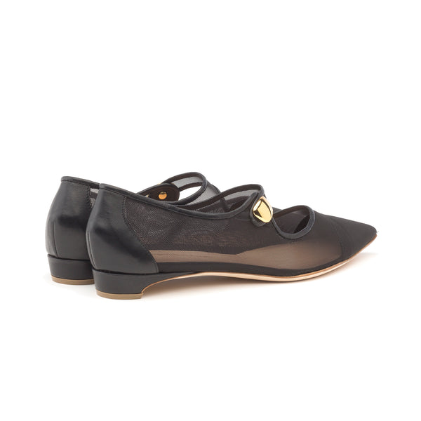 Rupert Sanderson Maylene Black Mesh Calf 10mm Heels