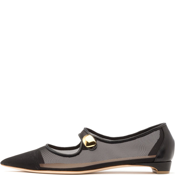 rupert sanderson Maylene Black Mesh Calf 10mm Heels