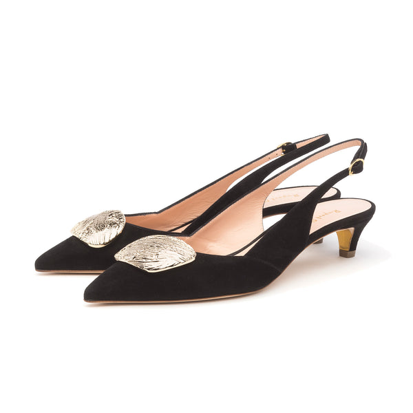 Rupert Sanderson Misty Ripple Pebble Black Suede 10mm Heels