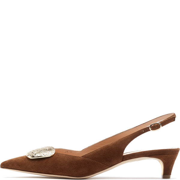 rupert sanderson Misty Ripple Pebble Coffee Suede 30mm Heels