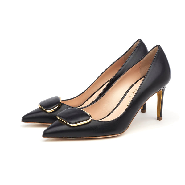 Rupert Sanderson Nada Double Pebble Black Calf 75mm Pumps