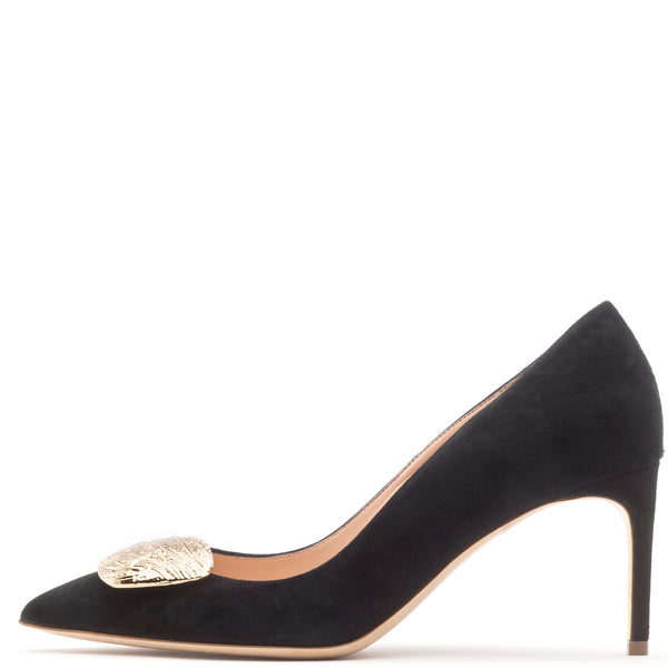 rupert sanderson Nada Ripple Pebble Black Suede 75mm Mid Heel Pumps