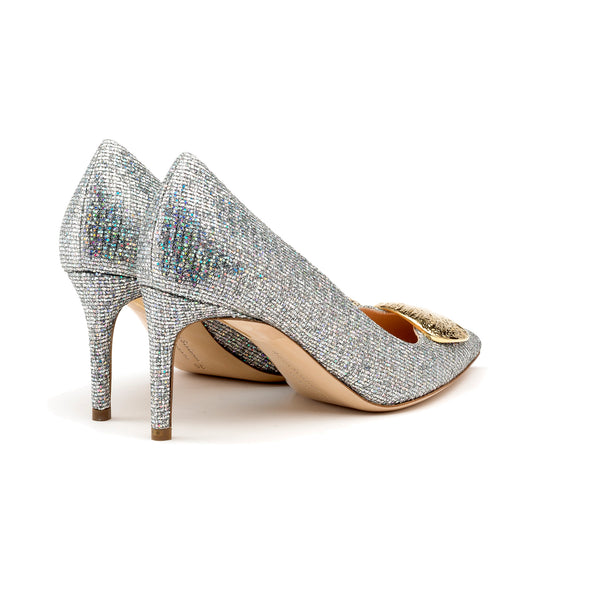 Rupert Sanderson Nada Ripple Pebble Silver Lady 75mm Pumps