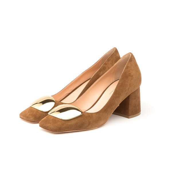 Rupert Sanderson Naxos Cromato Coffee Suede 60mm Mid Heels