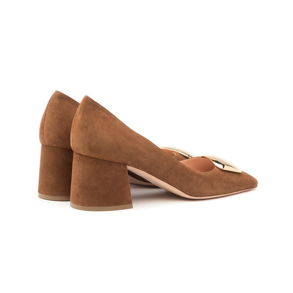 Rupert Sanderson Naxos Cromato Coffee Suede 60mm Mid Heels