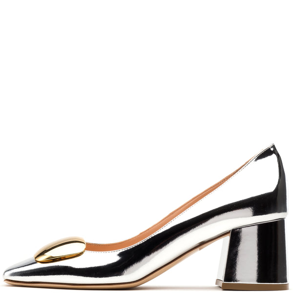 rupert sanderson Naxos Cromato Silver Mirror 60mm Mid Heel Pumps