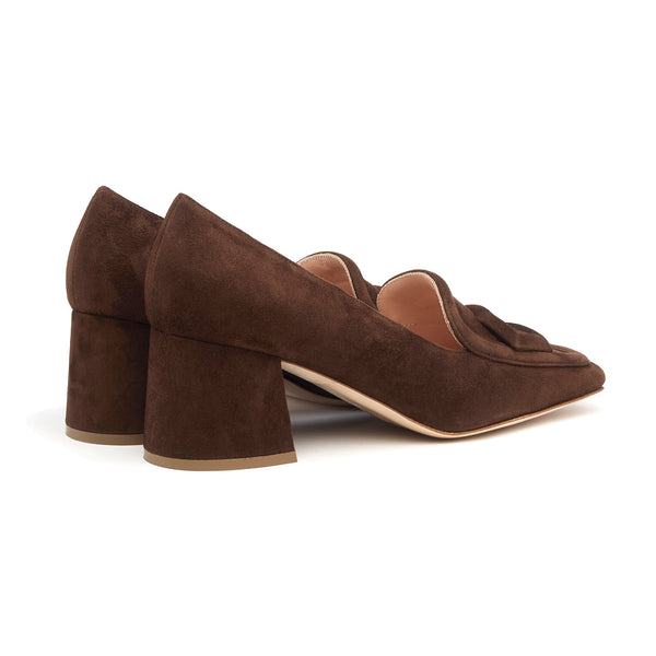Rupert Sanderson Nola Chocolate Suede 60mm Mid Heels