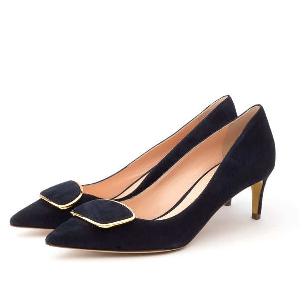Rupert Sanderson Nora Double Pebble Moonlight Suede 60mm Mid Heels