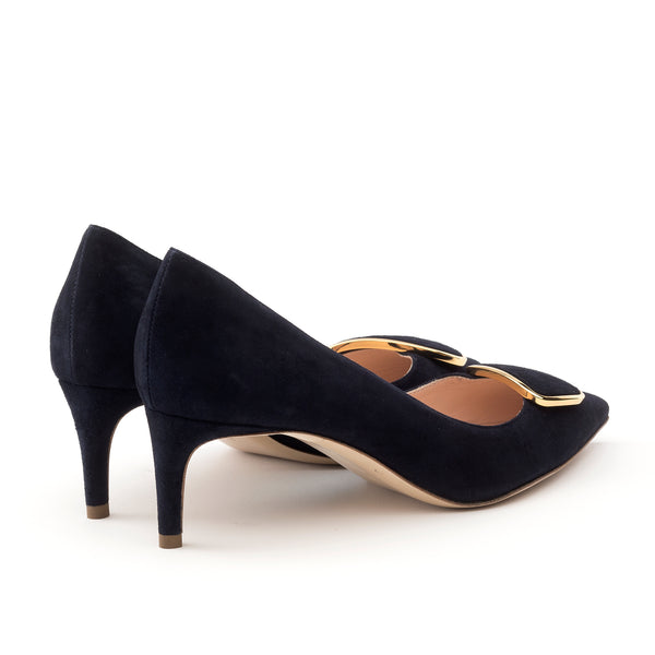 Rupert Sanderson Nora Double Pebble Moonlight Suede 60mm Mid Heels