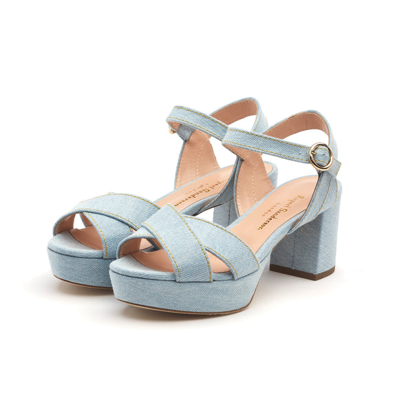 Rupert Sanderson Deidre Washed Denim 75mm Sandals